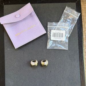 Melinda Maria Gold Norah Split Pave Earrings NWT